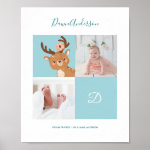 Affiche Cerf Donut • Monogramme Alphabetique Cadeau Baby S