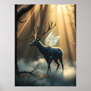 Affiche Cerf mystique de la forêt aux ailes de fée