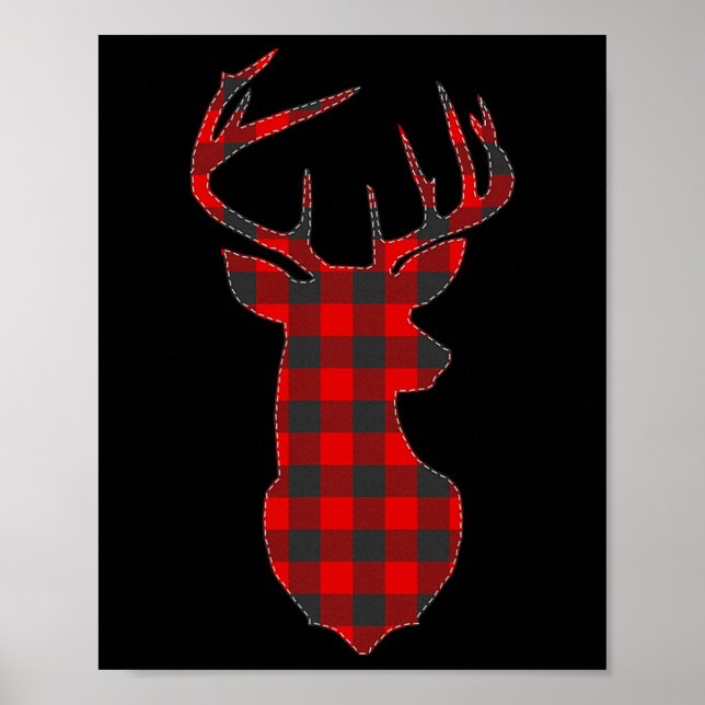 Affiche Cerf Plaid Red Reindeer Buck Noël Noël Noël (Devant)