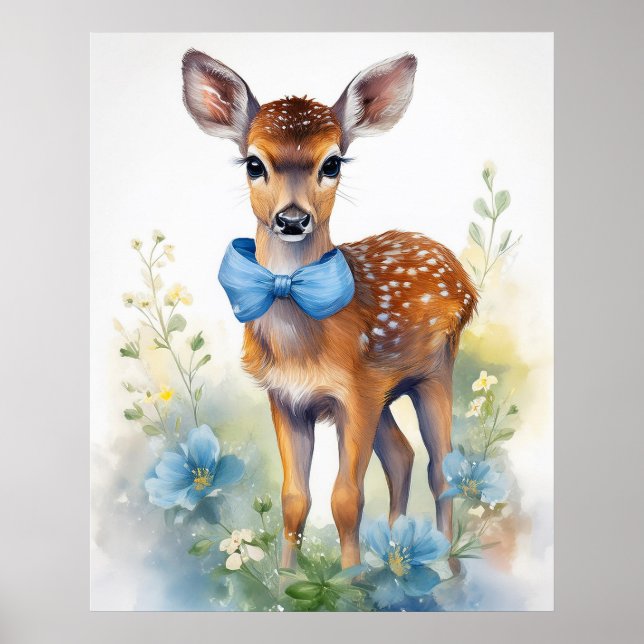 Affiche Cerf Vintage Bébé Garçon 1 (Devant)