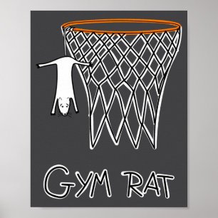 Affiche Cerf-volant de basketball drôle de rat de gym