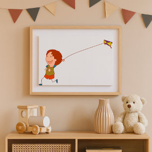 Affiche Cerf-volant Enfantin Bonheur de l'Enfance