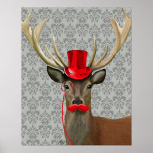 Affiche Cerfs communs avec Red Hat et la moustache