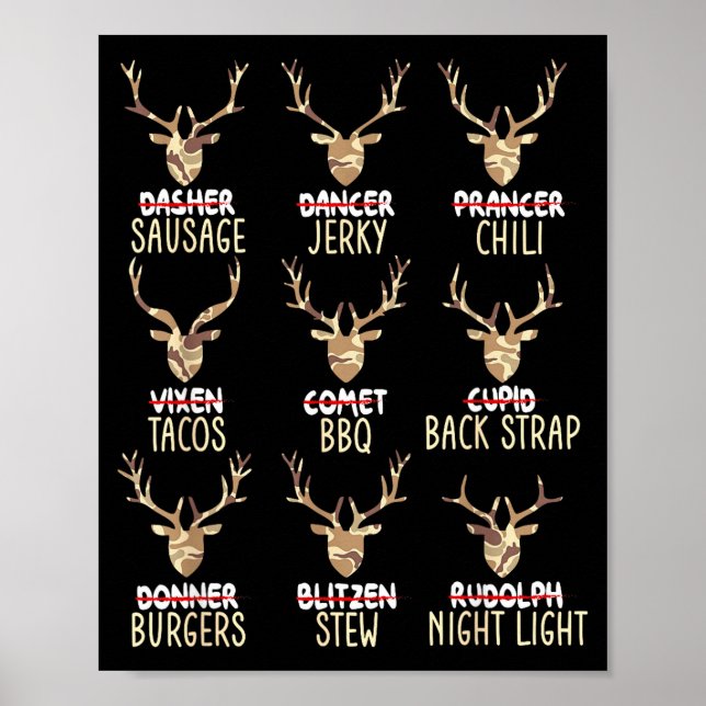 Affiche Cerfs de Noël drôles de chasse aux chasseurs tout  (Devant)