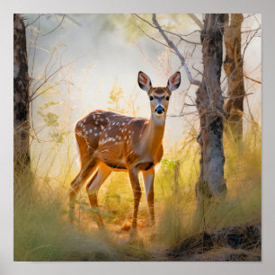 Affiche Cerfs Élégants dans la Forêt, Création de la Natur