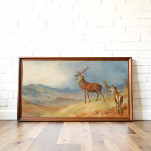 Affiche Cerfs Rouges Dans Un Paysage Des Highlands, Art