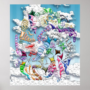 Affiche Cerfs-volants — Bleu