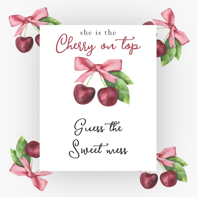 Affiche Cerise arc-en-ciel Baby shower Devine le doux déso (Créateur téléchargé)