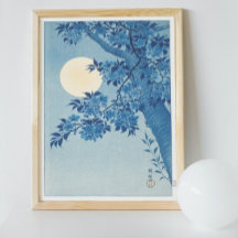 Cerise En Floraison vintage Dans Une Nuit Lune