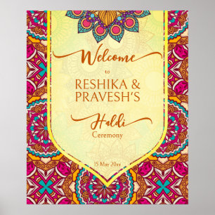 Affiche Cerise mandala rangoli signe d'accueil haldi