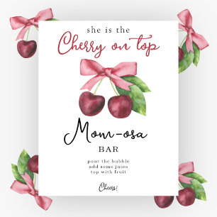 Affiche Cerise noeud papillon Baby Shower Momosa bar