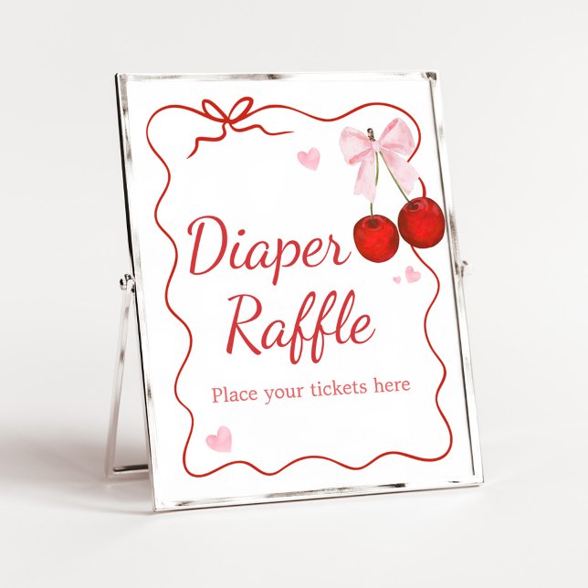 Affiche Cerise sur le dessus Baby shower de la chèvre rose (Cherry on Top Baby Shower Diaper Raffle Sign)