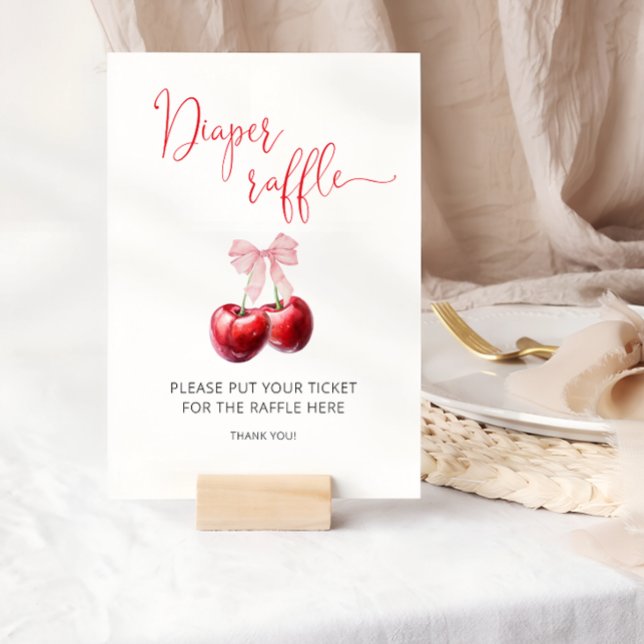 Affiche Cerise sur le dessus Baby shower rose Bow Déchets  (Créateur téléchargé)