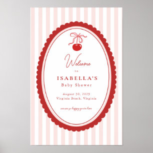 Affiche Cerise sur le dessus Coquette Nœud Baby Shower Bie