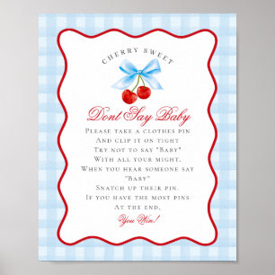 Affiche Cerise Sweet Blue Coquette Bow Ne pas dire bébé si