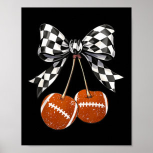 Affiche Cerises à carreaux de football Nœud Coquette Jour