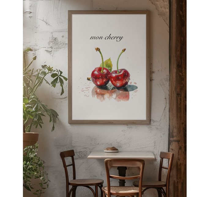 Affiche Cerises amoureuses en Aquarelle, sur mesure (Créateur téléchargé)
