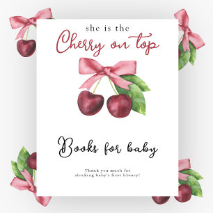 Affiche Cerises arc baby shower Books pour bébé