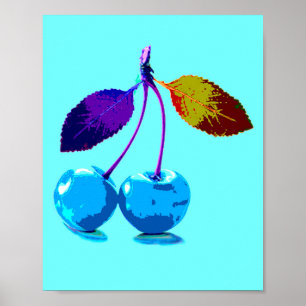 Affiche Cerises bleues vives