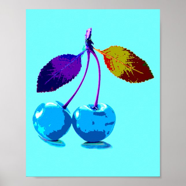 Affiche Cerises bleues vives (Devant)