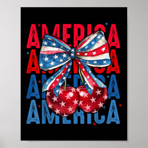 Affiche Cerises d'Amérique Drapeau Américain 4 Juillet Cer