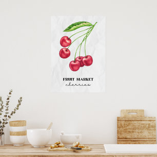 Affiche Cerises du marché aux fruits