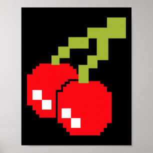 Affiche Cerises Pixel Costume de jeu vidéo des années 80 F