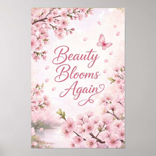 Affiche Cerisier en Fleur : La Beauté Fleurit à Nouveau (Devant)