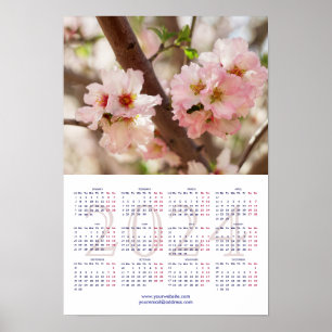 Affiche Cerisier en fleurs Calendrier 2024 avec vacances