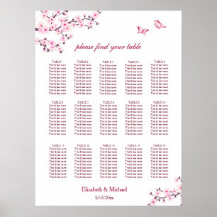 Affiche Cerisier Fleur Rose Blanc MARIAGE