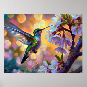 Affiche Cerisier Imaginaire Sunrise Hummingbird