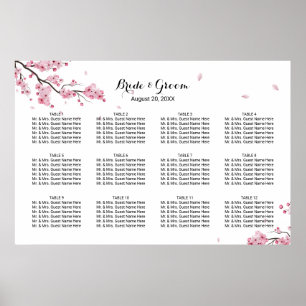 Affiche Cerisier Mariage rose Fleur Carte de siège