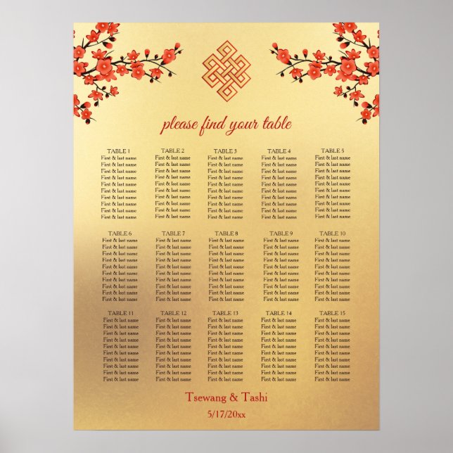 Affiche Cerisier Mariage tibétain en fleurs Organigramme (Devant)