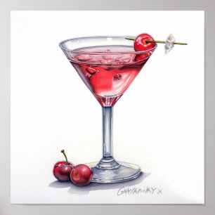 Affiche Cerry Cocktail Art