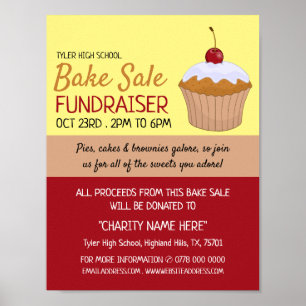 Affiche Cerry Cupcake, Charity Bake Vente Événement Adv.