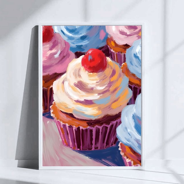 Affiche Cerry Cupcakes Joyeuse peinture d'anniversaire (Créateur téléchargé)
