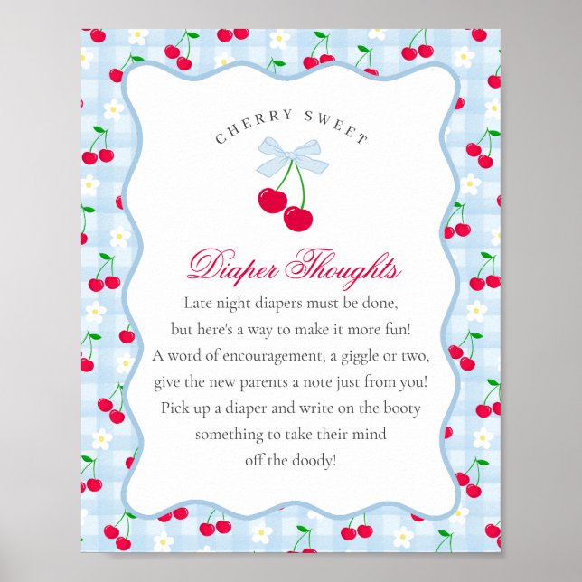 Affiche Cerry Sweet Bleu Coquette Bow Pensées (Devant)