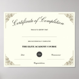 Affiche Certificat d'Achèvement avec Logo Personnalisé et