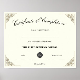 Affiche Certificat d'Achèvement avec Logo Personnalisé et
