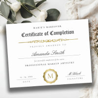 Certificat d'achèvement en or noir blanc