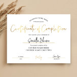Affiche Certificat d'achèvement Faux Gold Téléchargeable<br><div class="desc">Prix du certificat d'achèvement des effets de l'or Faux, parfait pour le certificat d'achèvement des cours de lashes ou de coiffeur. Vous pouvez également utiliser ce luxueux design professionnel diplôme avec la police de script or pour n'importe quel type d'accréditation. Ce modèle de fin de cours est super polyvalent pour...</div>
