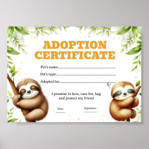 Affiche Certificat d'adoption d'animal de compagnie modifi