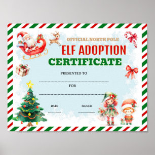 Affiche certificat d'adoption de lutin modifiable