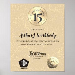 Affiche Certificat d'anniversaire de l'employé de pierre â