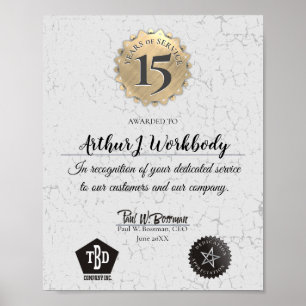 Affiche Certificat d'anniversaire de l'employé de pierre â