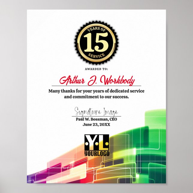 Affiche Certificat d'anniversaire de l'employé du jalon te (Devant)