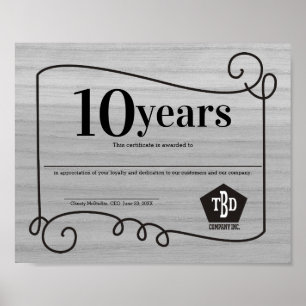 Affiche Certificat d'anniversaire universel pour les emplo