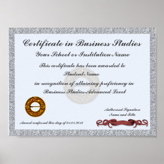 Affiche Certificat d'attribution du programme d'études