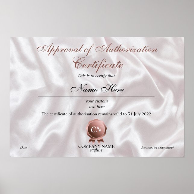 Affiche Certificat d'autorisation (Devant)