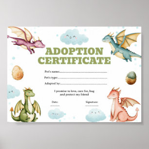 Affiche Certificat de adoption d'animal de compagnie modif